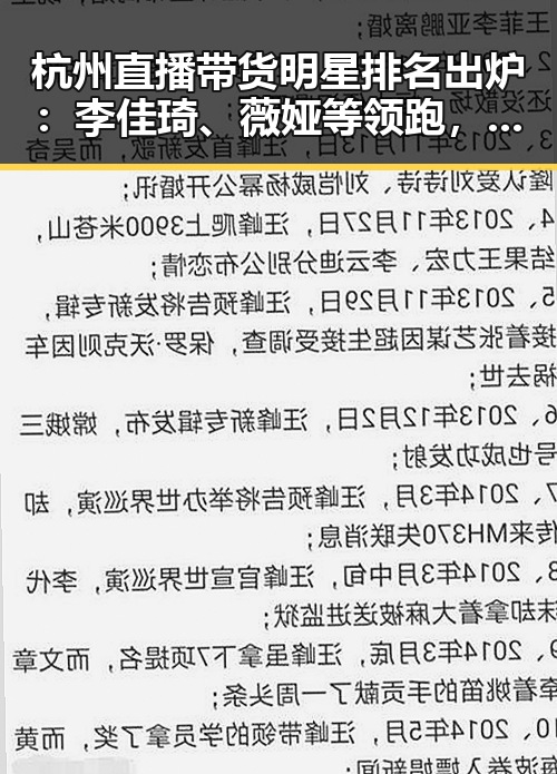 杭州直播带货明星排名出炉：李佳琦、薇娅等领跑，市场火热竞争激烈